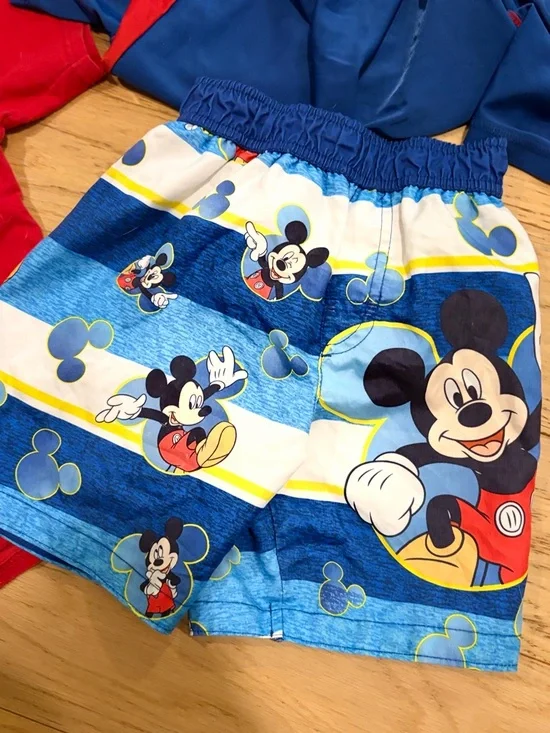 Boys 4T Disney Bundle Mickey Mouse Red & Blue Swim Set / Star Wars Tee - Picture 4 of 8